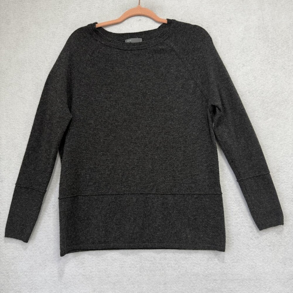 Vince Sweater Womens Small Charcoal Gray Wool Crewneck Raglan Sleeve Pullover